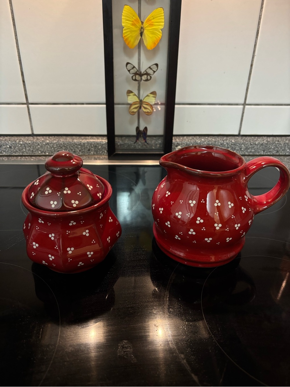 Vintage German Made Ceramic Creamer and Sugar Set (pfalzkeramik anja piroschka)